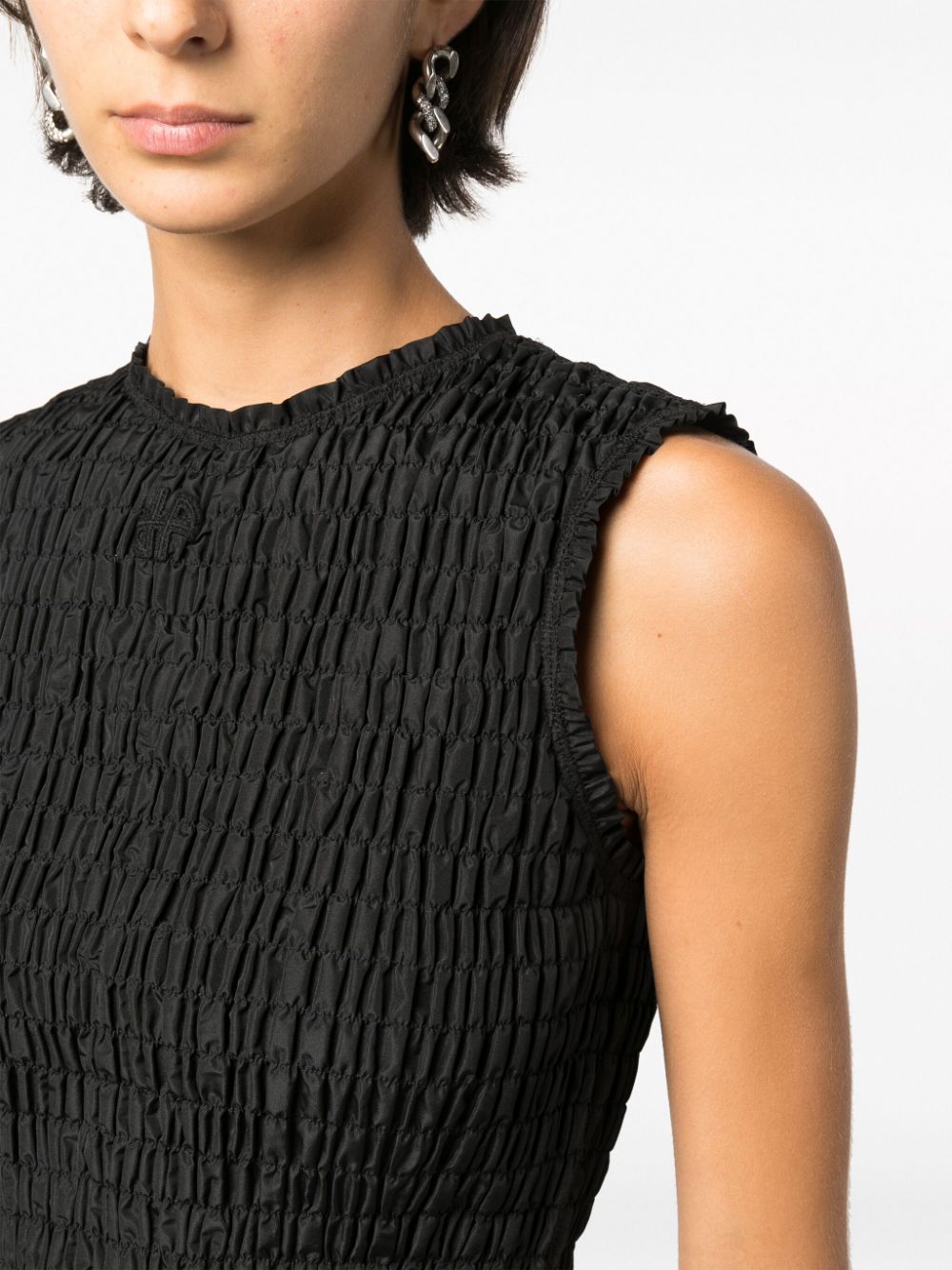 Smocked Black Crop Top