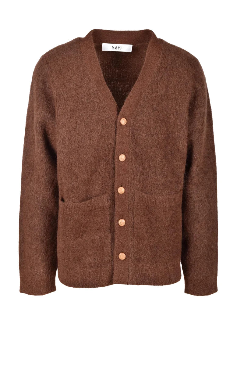 Mohair Nylon Elastane Cardigan - Brown