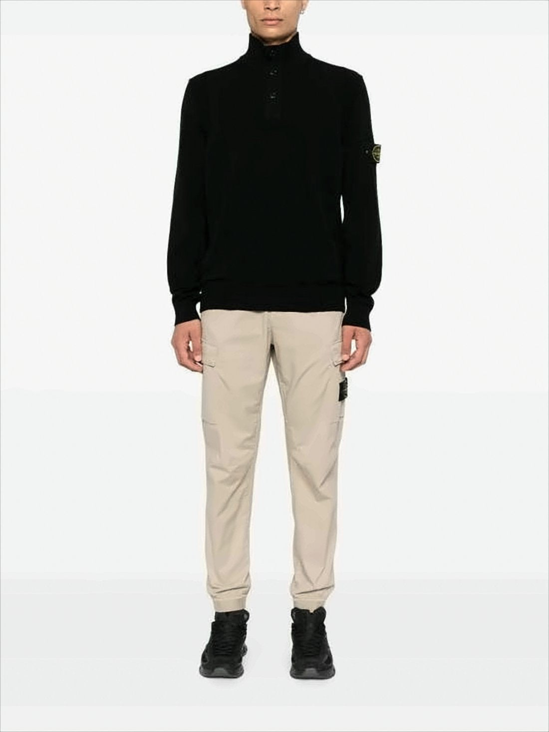 Black Turtleneck Sweater With Signature Patch