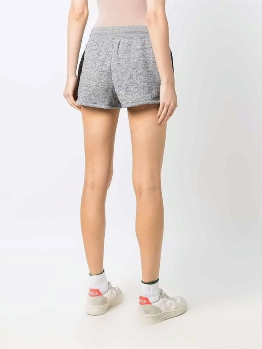 Heathered Grey Shorts with Elastic Waistband and Metallic Detail