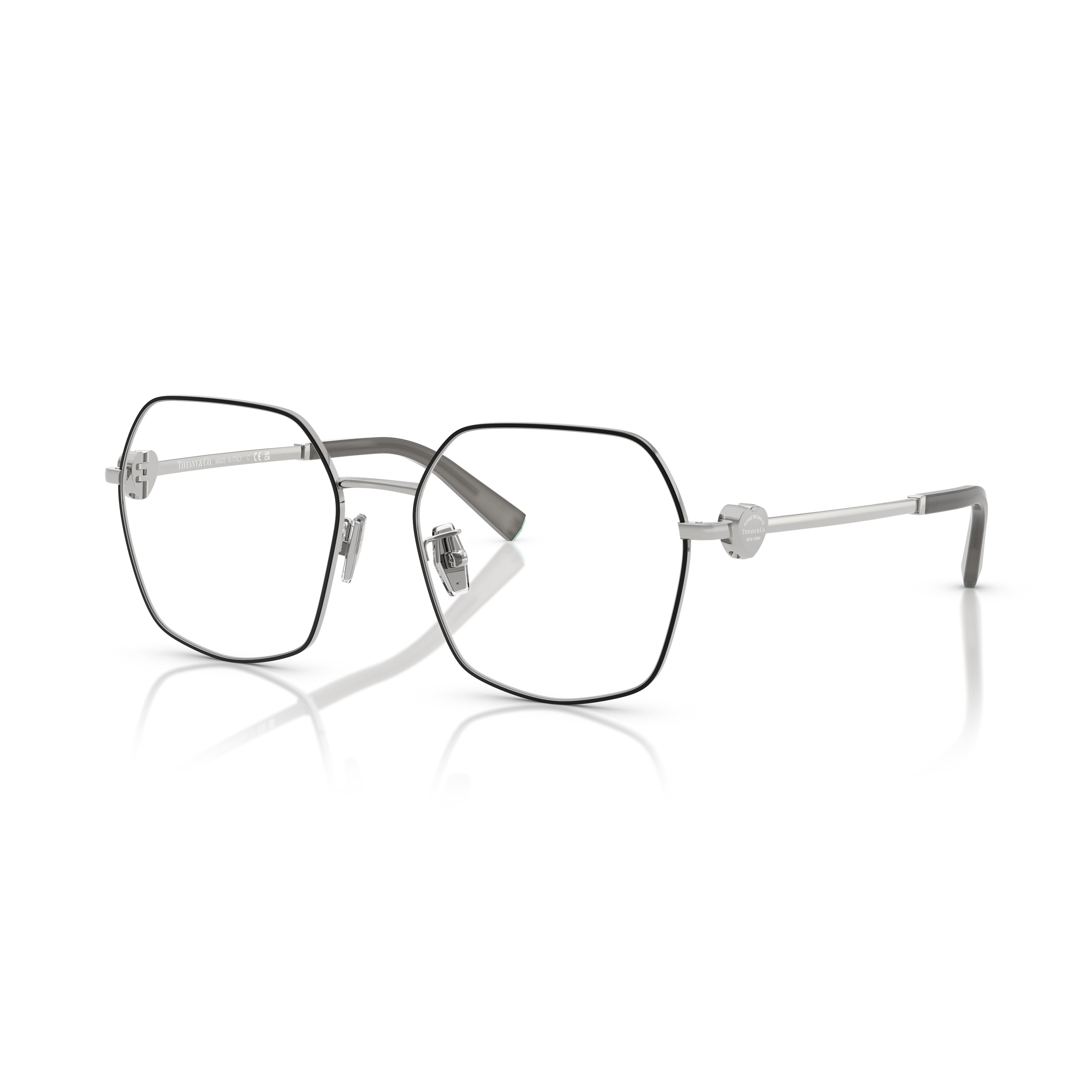 0tf1165bd Hexagonal Frame Eyeglasses in Polished Steel