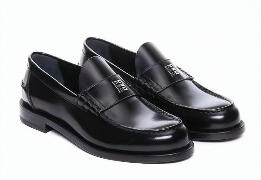 Polished Black Cowhide Leather Loafers