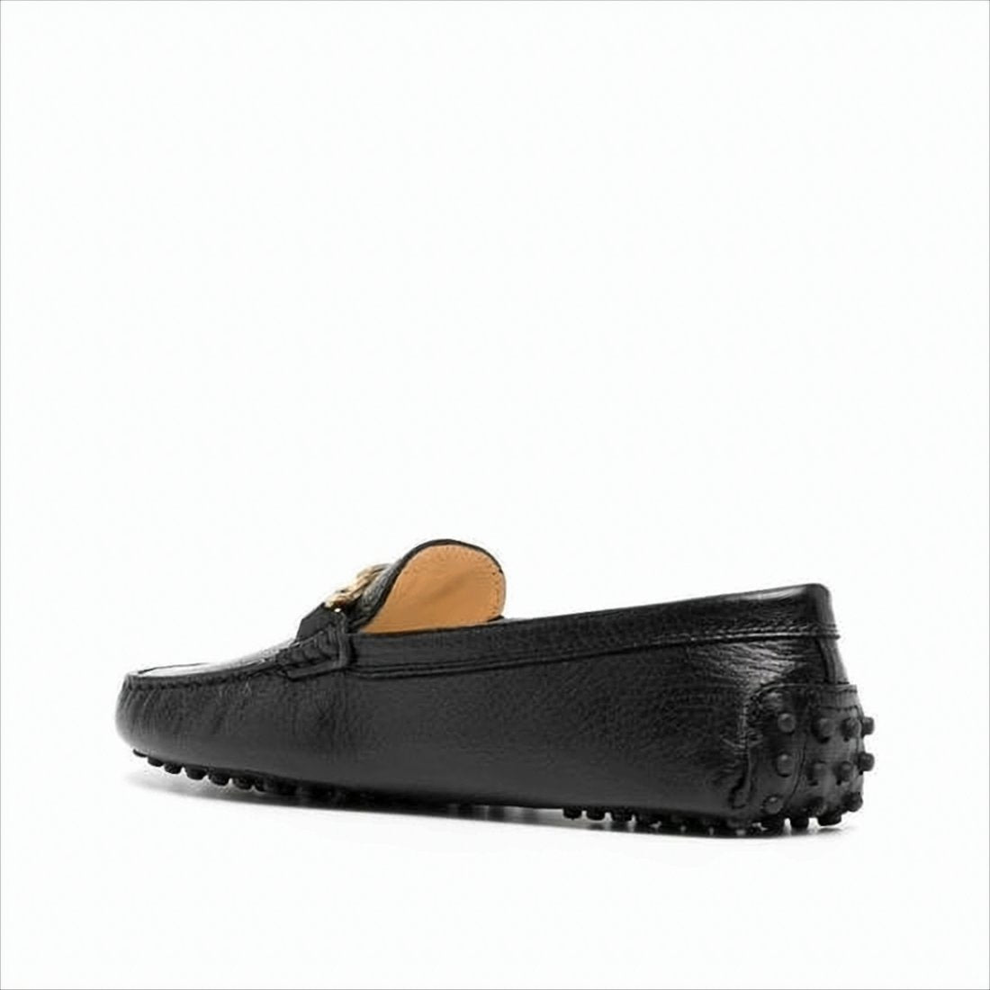Textured Leather Loafer with Gold-tone Bit Detail