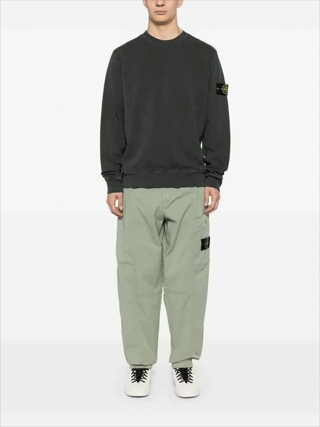 Long-Sleeve Cotton Sweatshirt With Compass Logo Detail