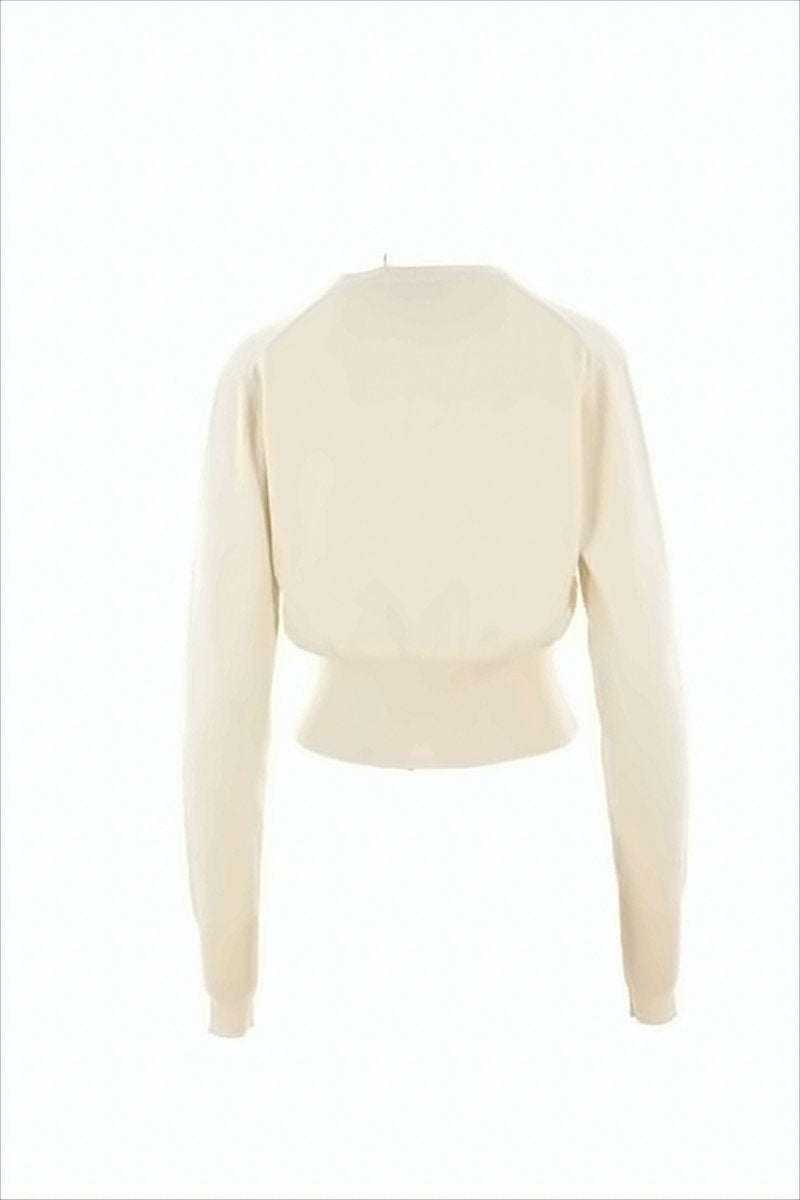 Cropped Round Neck Cardigan With Cashmere Blend