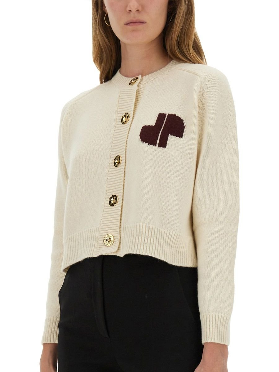 Cropped Intarsia Cardigan With Decorative Buttons