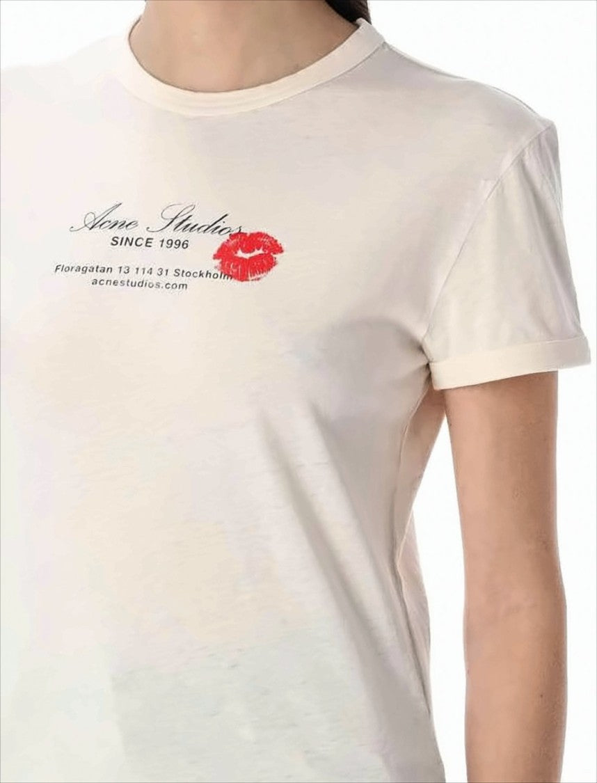 Slim Fit Cotton T-Shirt with Iconic Lip Graphic