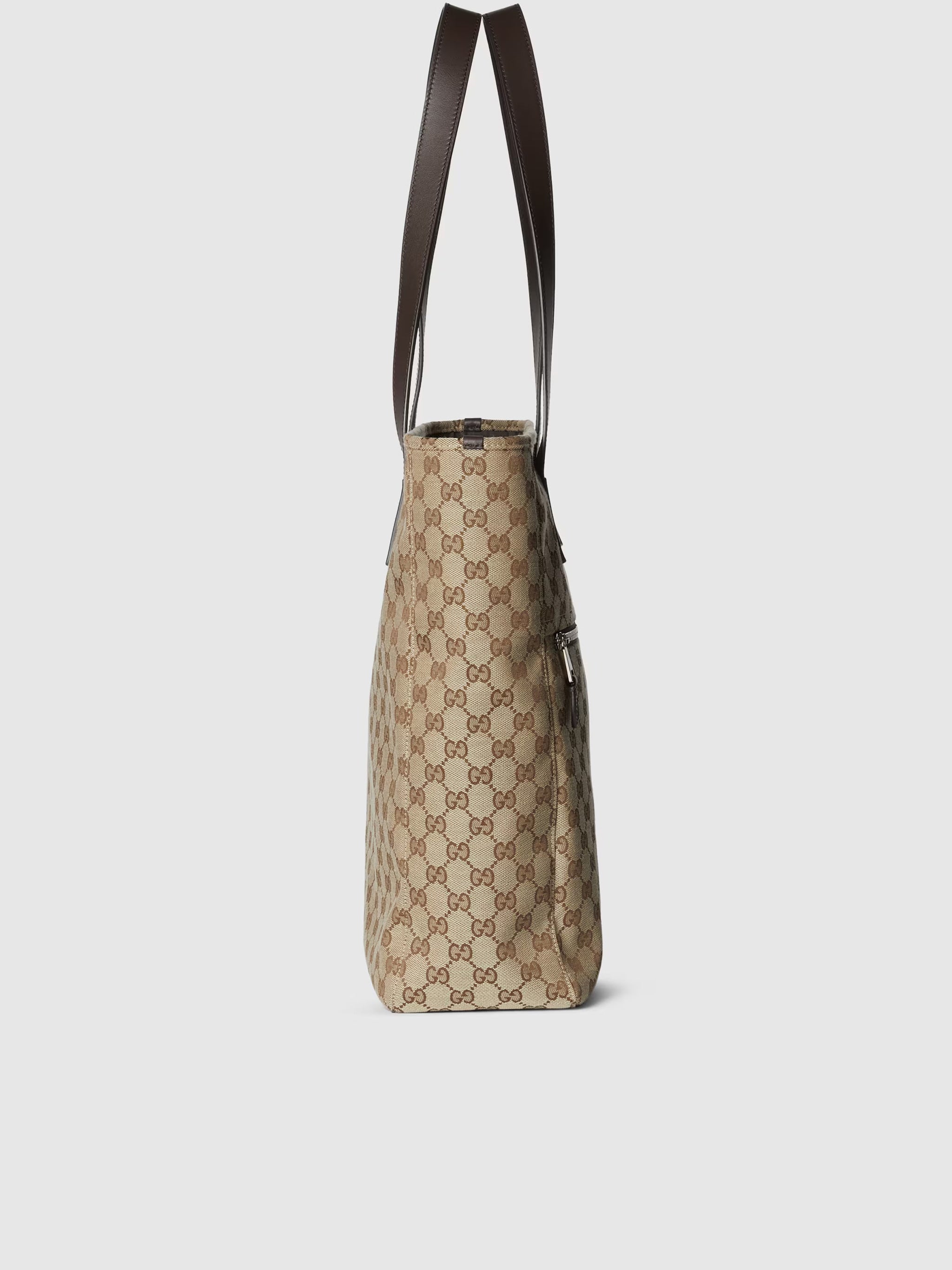 Beige Medium GG Canvas Web Tote