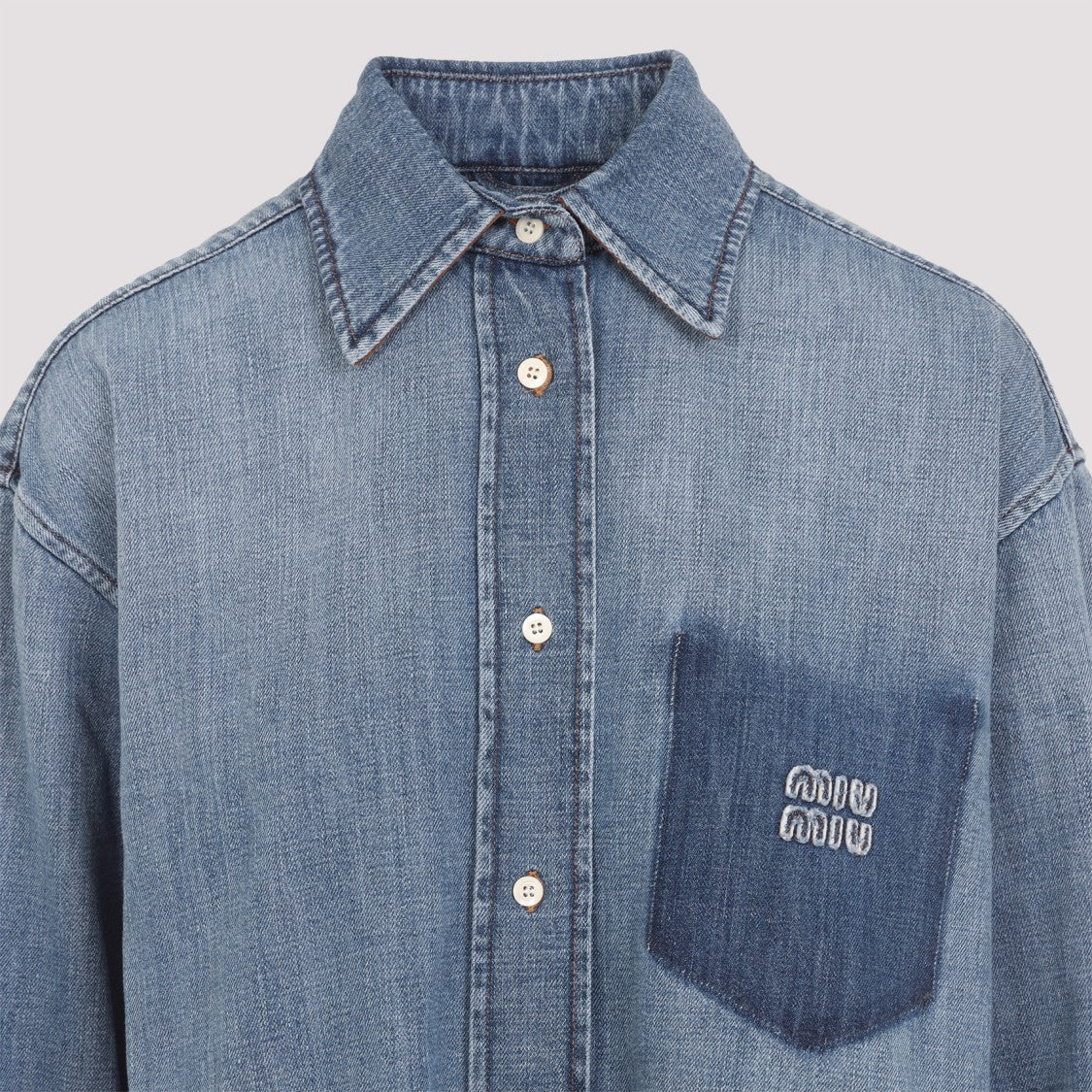Blue Cotton Shirt With Classic Collar