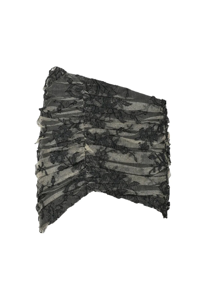 Textured Ruched Skirt with Silk