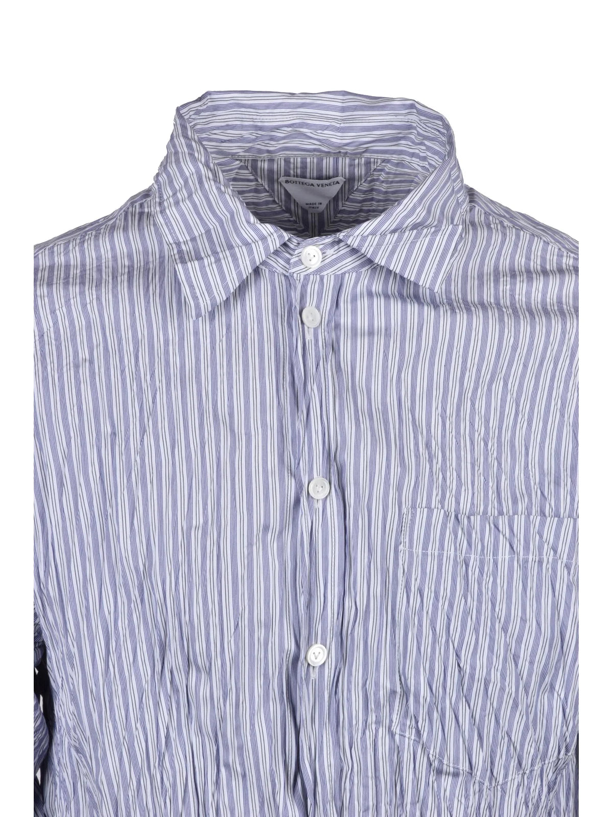 Fitted Shirt Crinkled Effect - White/Blue