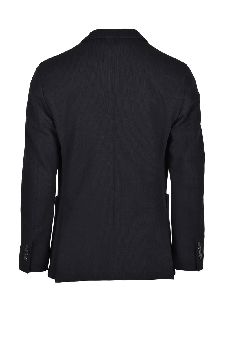 Double-breasted Knit Blazer - Black