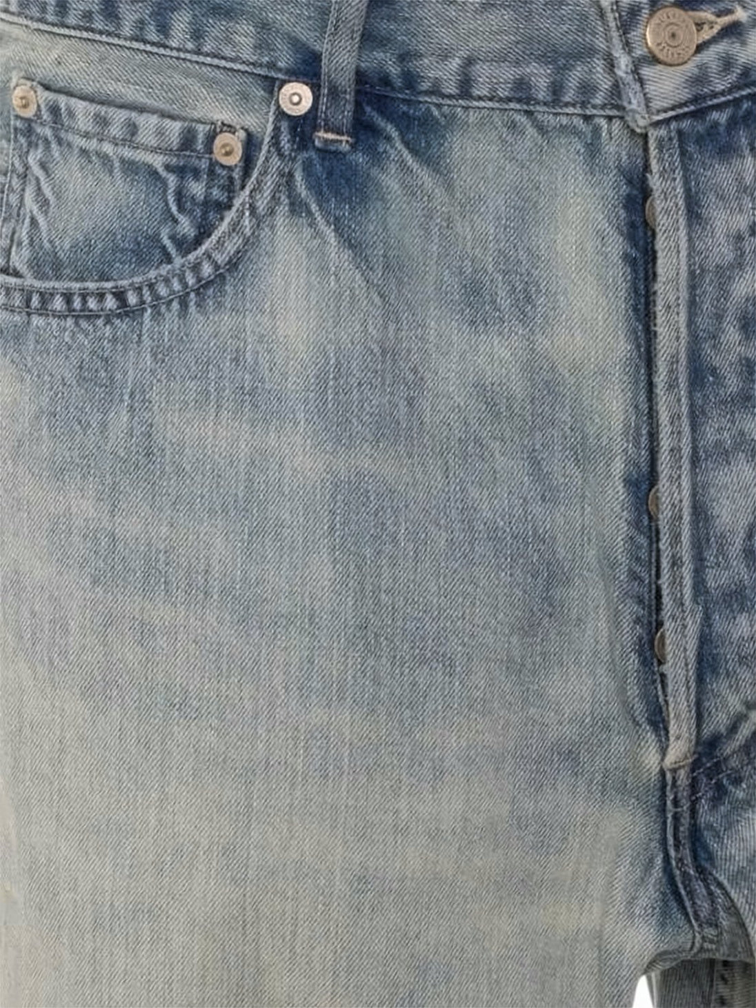 Relaxed Straight-Leg Denim Pants with Subtle Distressing