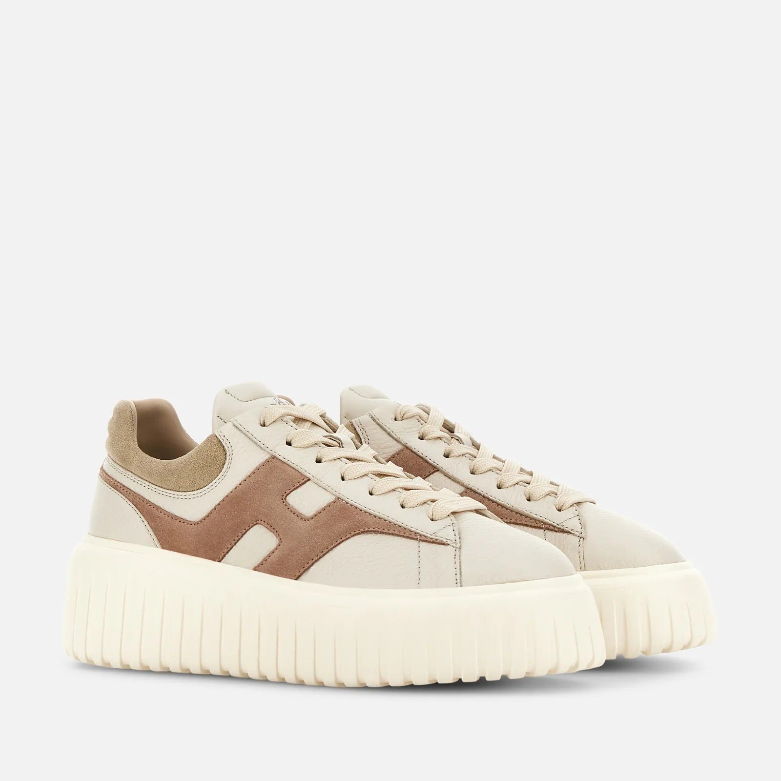 H-Stripes Lace-Up Sneakers in Calfskin and Sheepskin