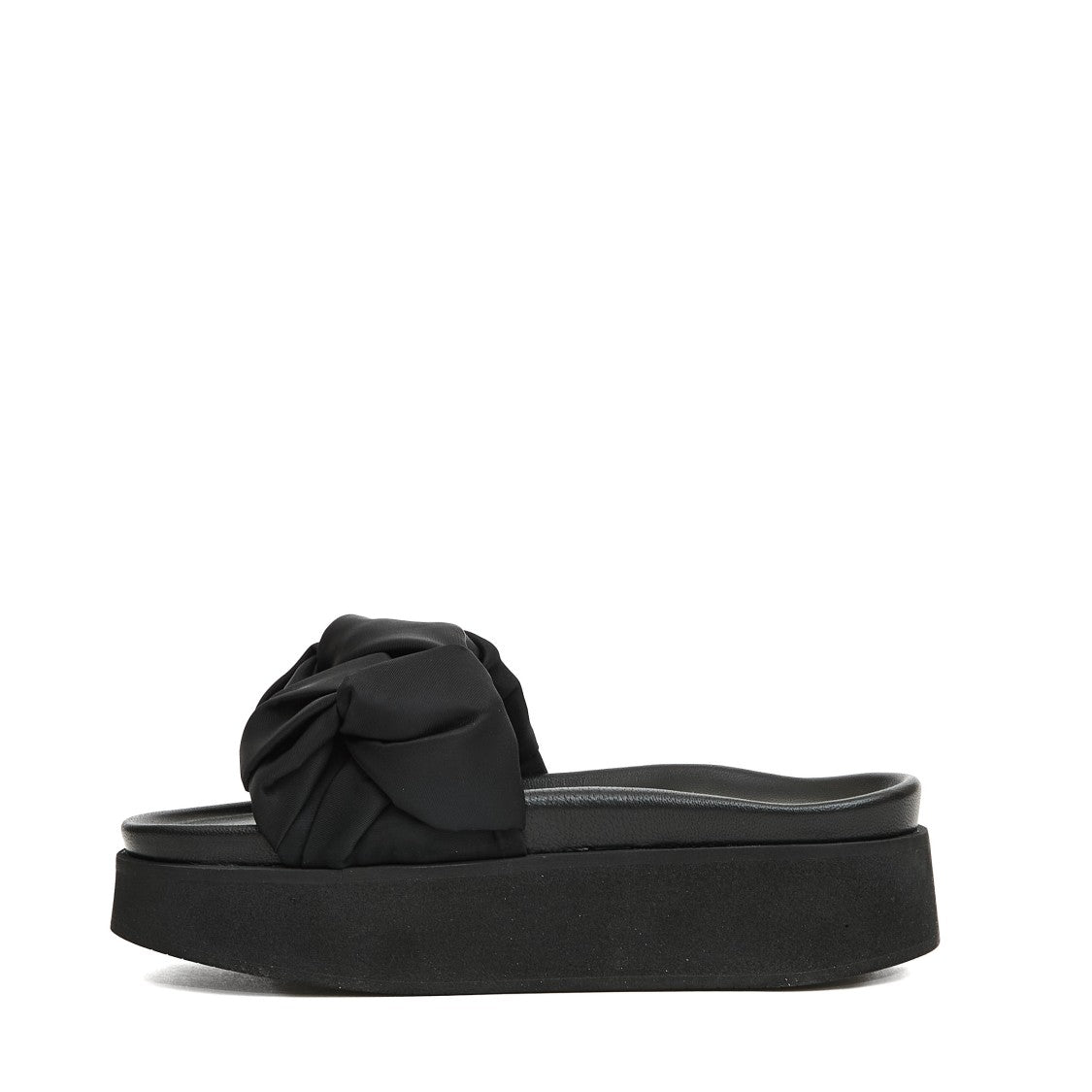 Black Platform Slipper With Fabric