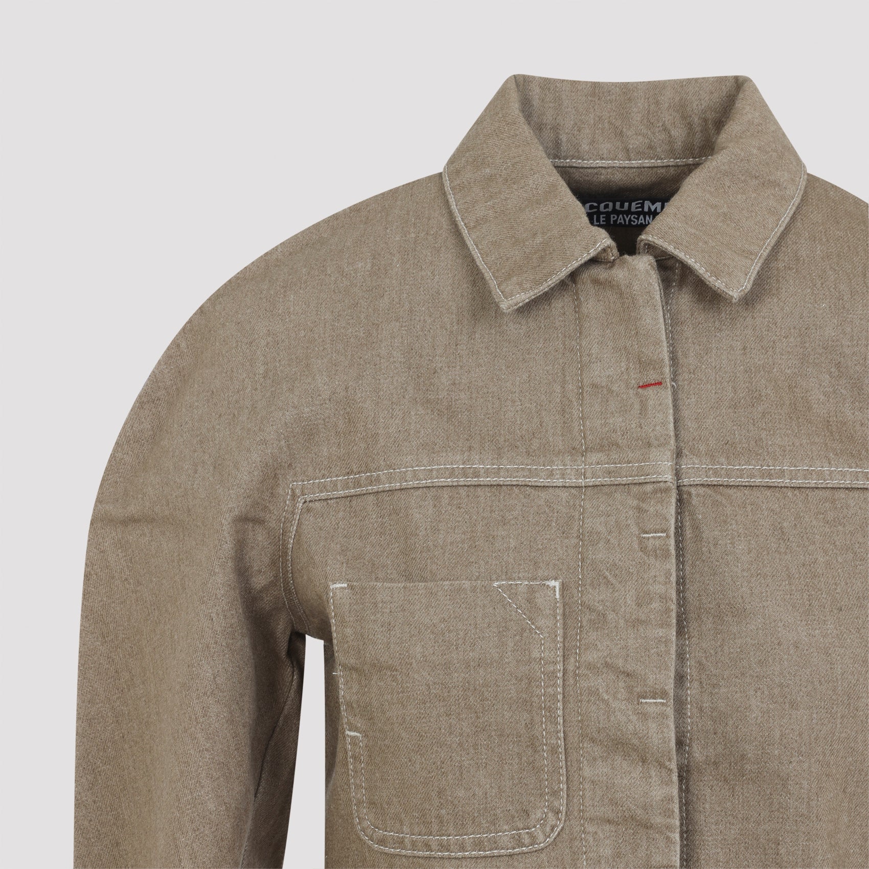 Cropped Brown Jacket With Classic Collar