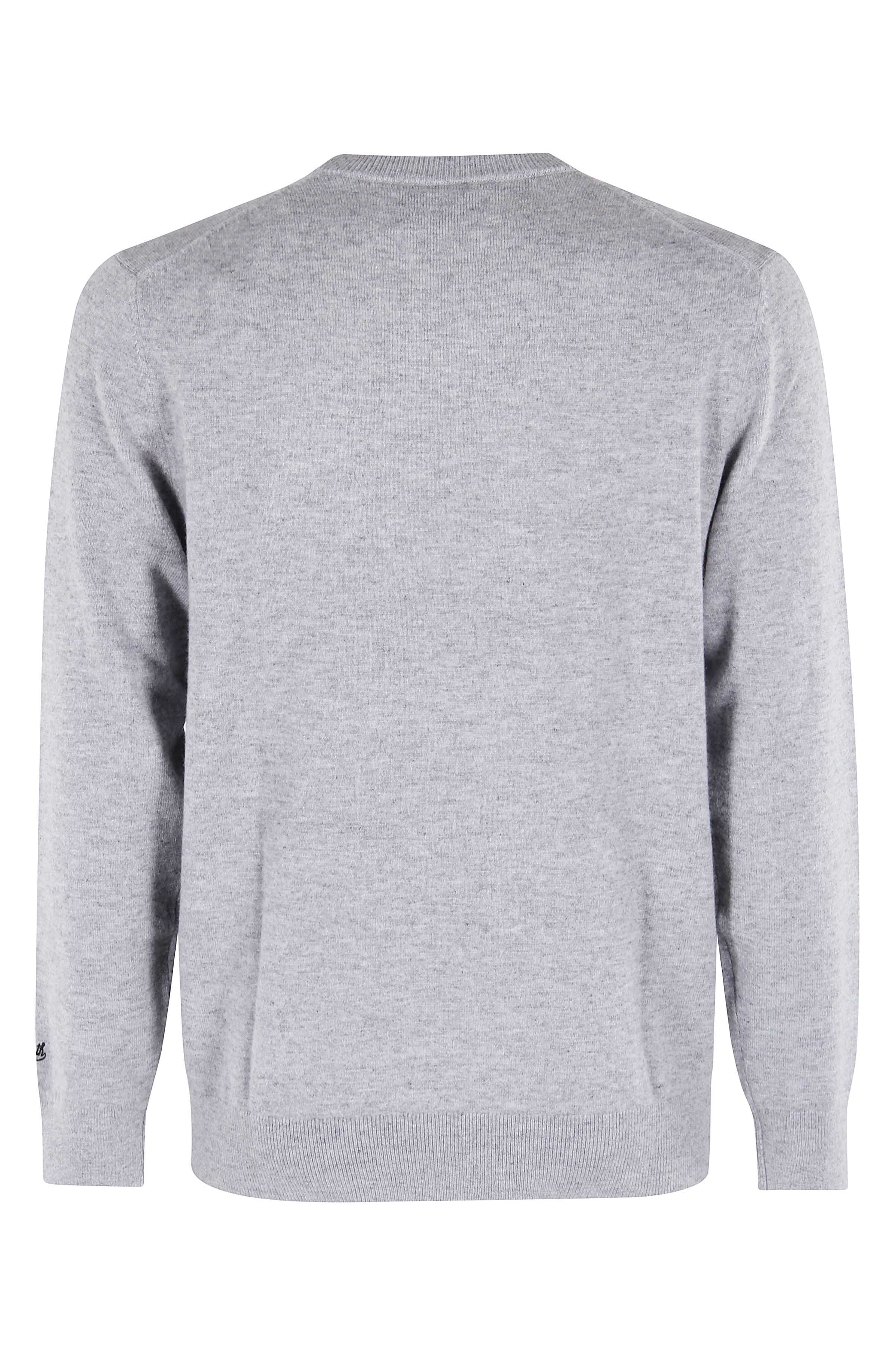 Grey Light Ribbed-Collar Sweater
