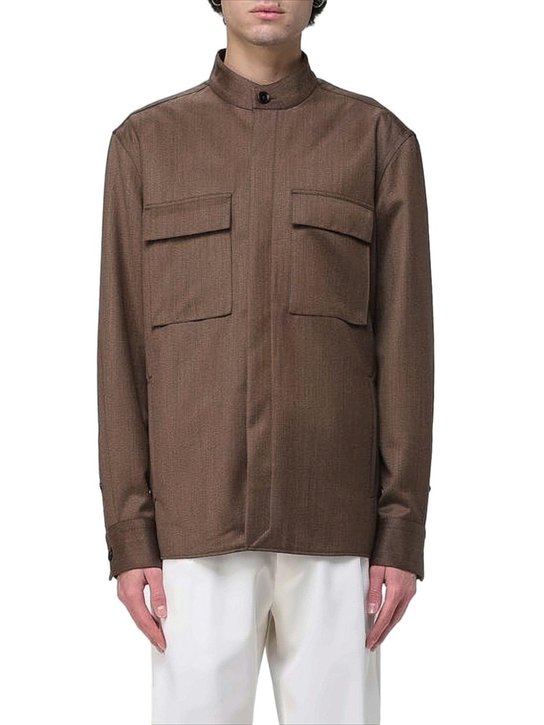 Structured Long-Sleeve Wool Shirt