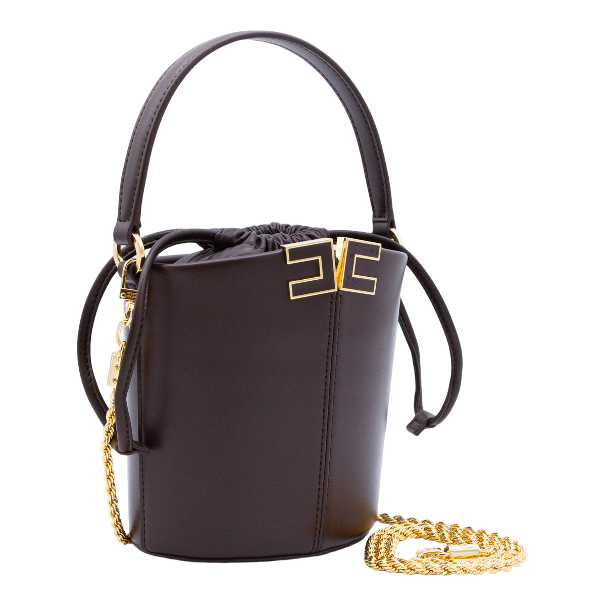 Structured Brown Bucket Bag