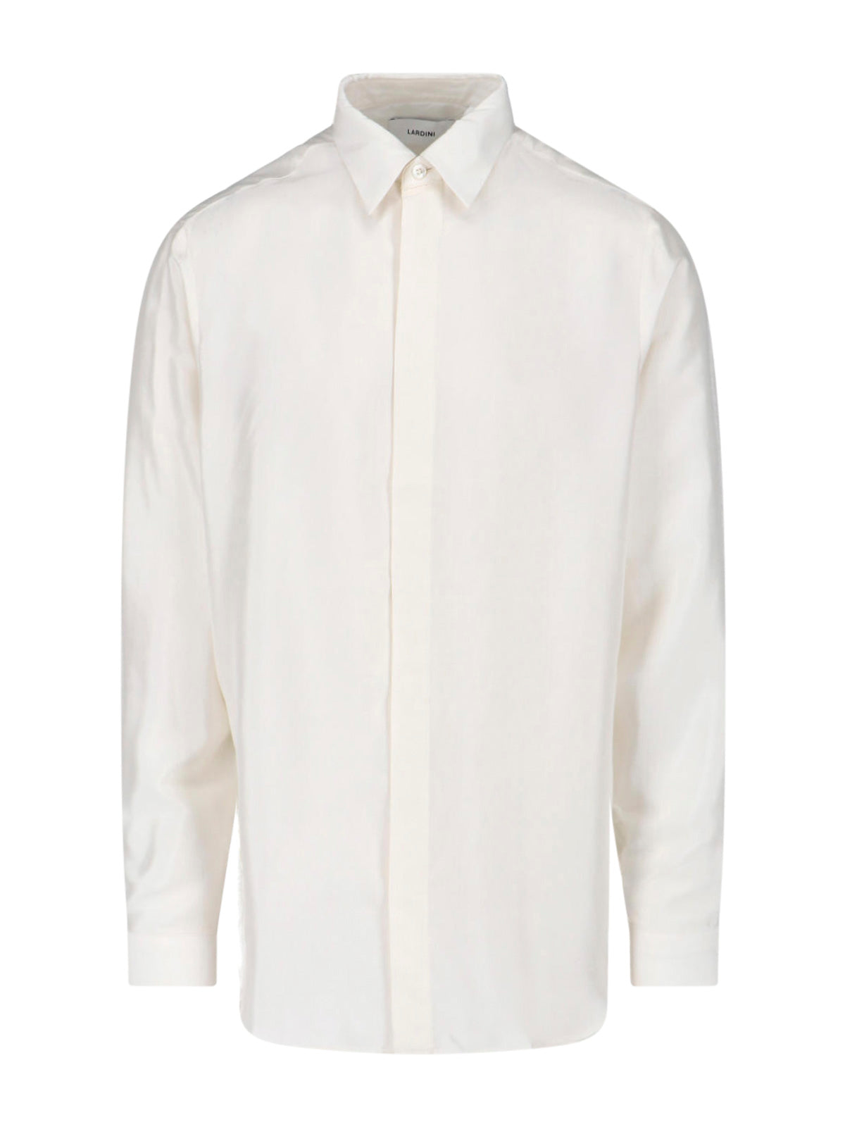 White Long-Sleeved Cotton Viscose Shirt