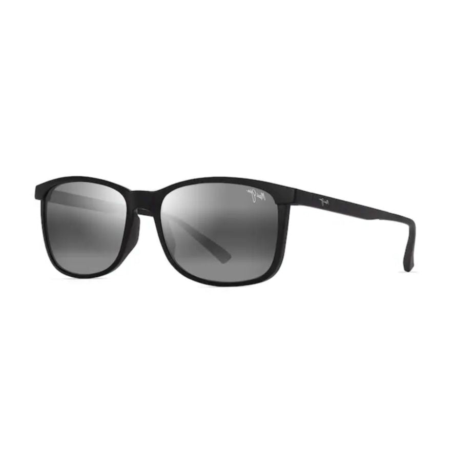 Hulili Matte Black Rectangular Frame Sunglasses with Gradient Grey Lenses