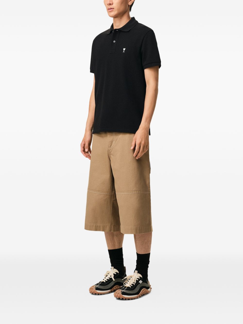 Black Heart Embroidered Short Sleeve Shirt
