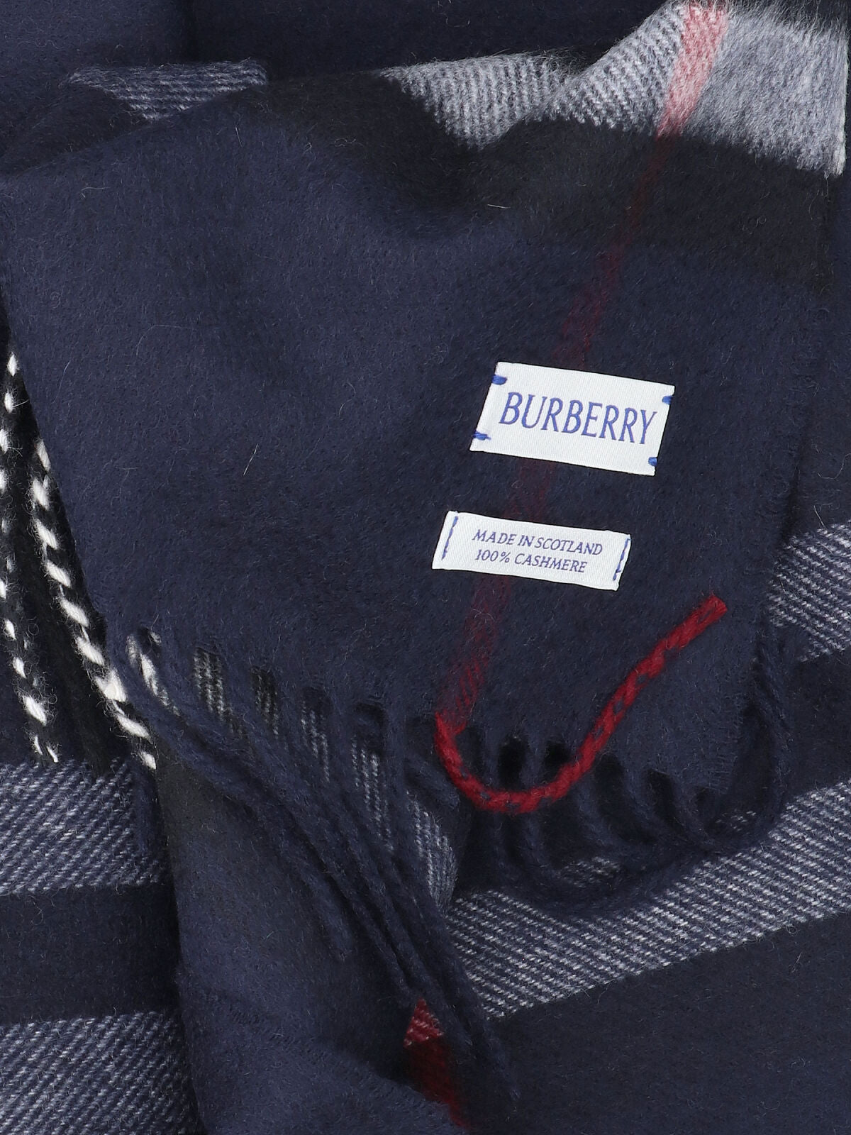 "Check" Scarf, In Black Brushed Cashmere