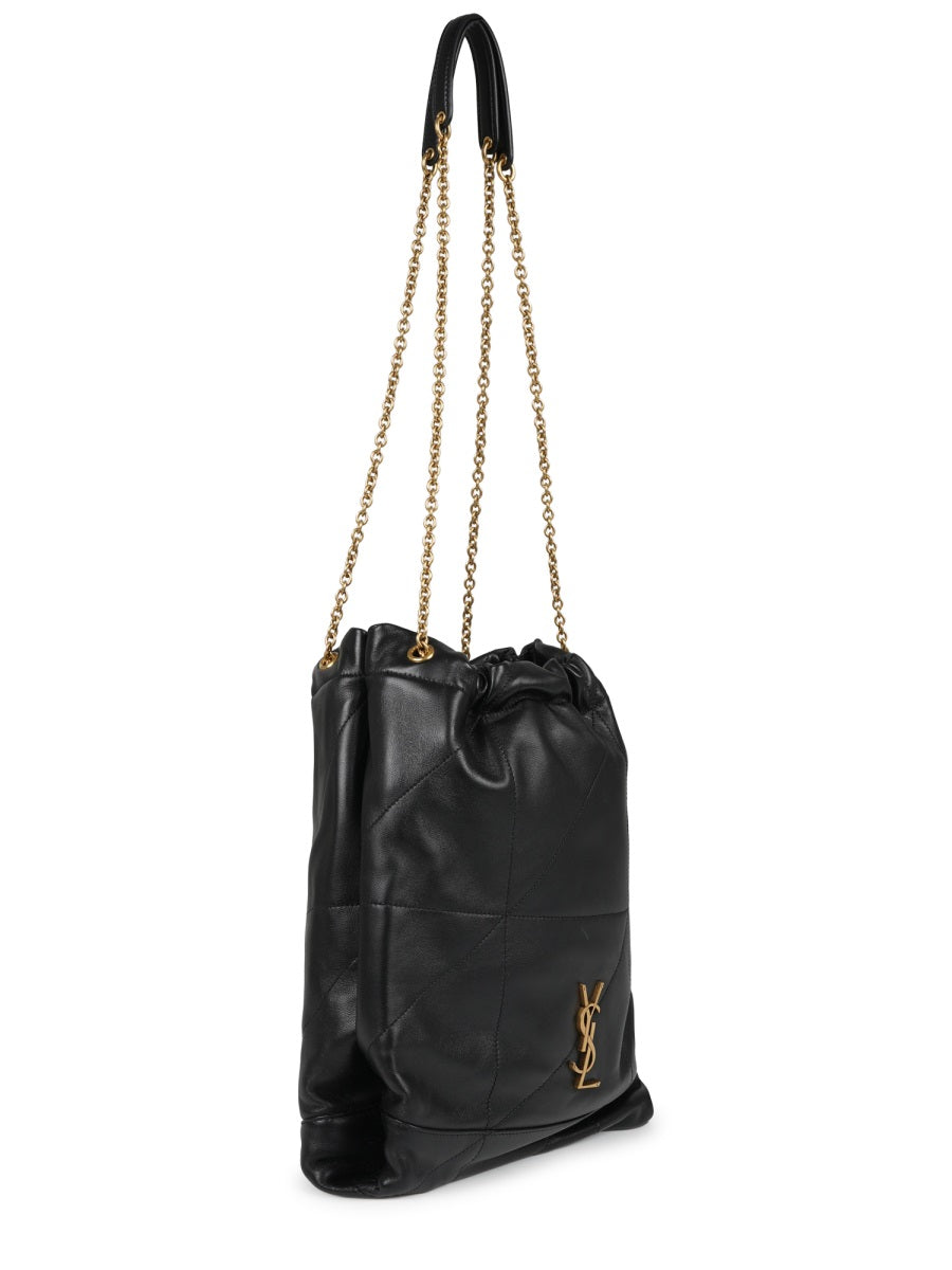 Quilted Lambskin Drawstring Shoulder Bag With Chain Straps
