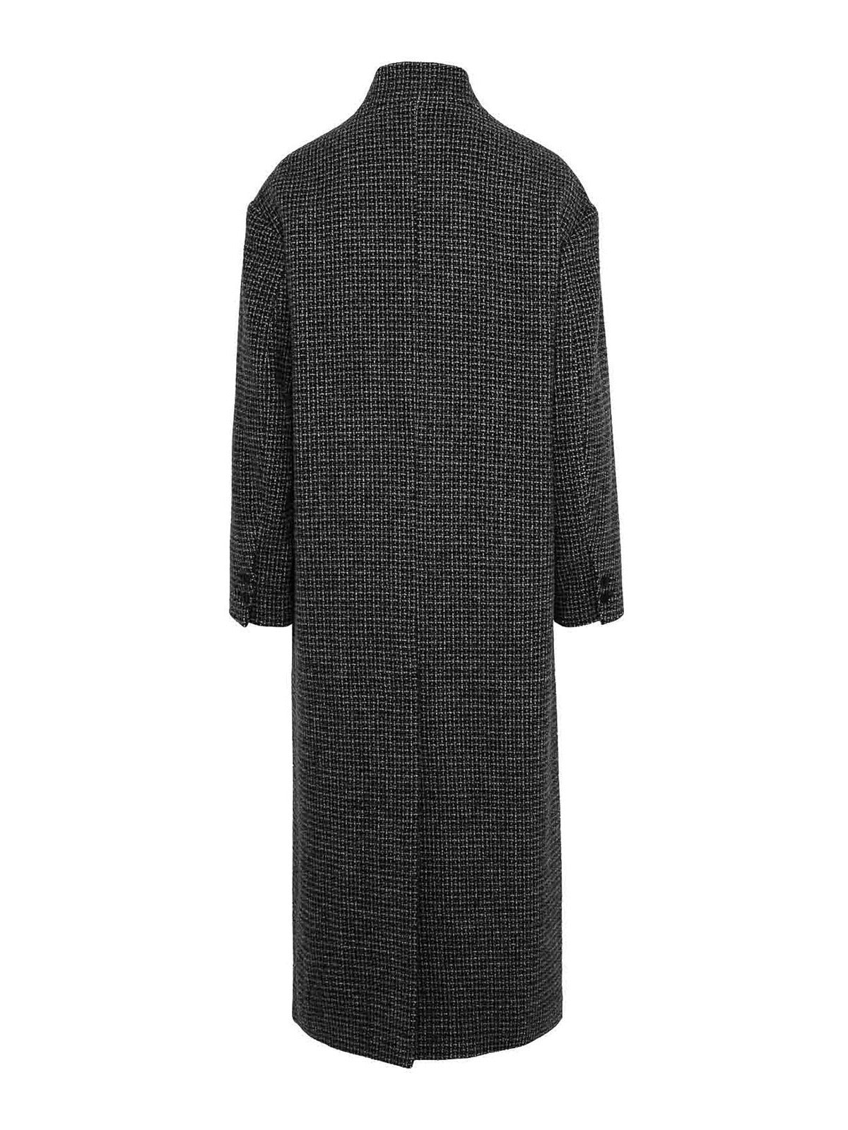 Straight-Cut Wool Coat with High Collar