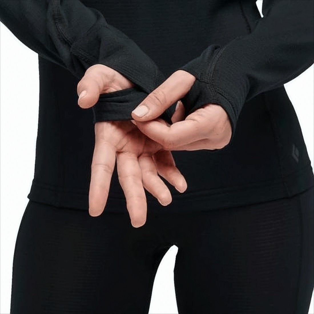 Textured Black Long-Sleeve Top With High Collar And Half-Zip Closure