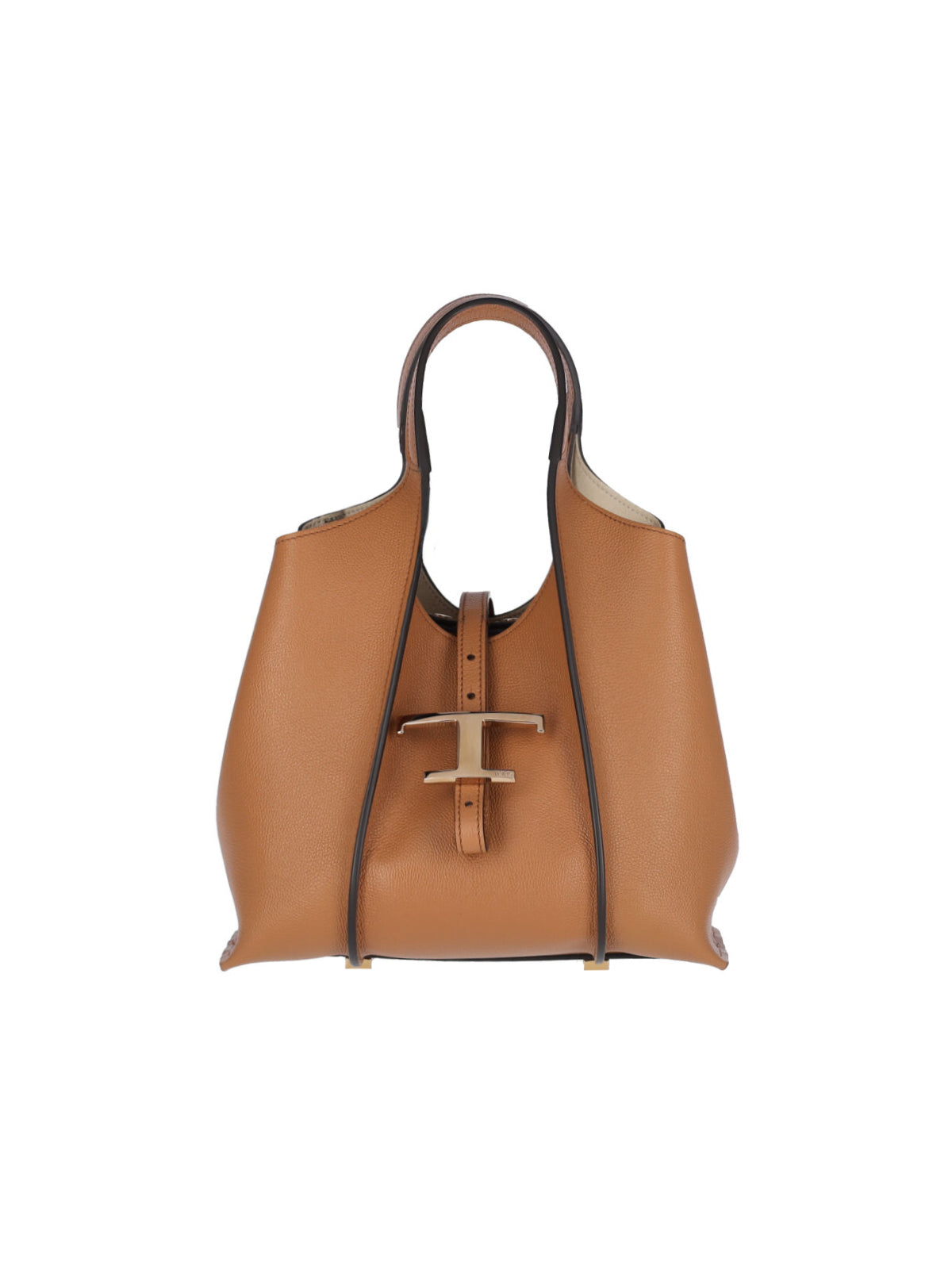 "T-Timeless" Mini Bag, In Brown Hammered Calfskin
