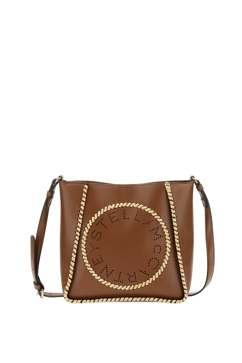 Brown Crossbody Logo Raffia Bag