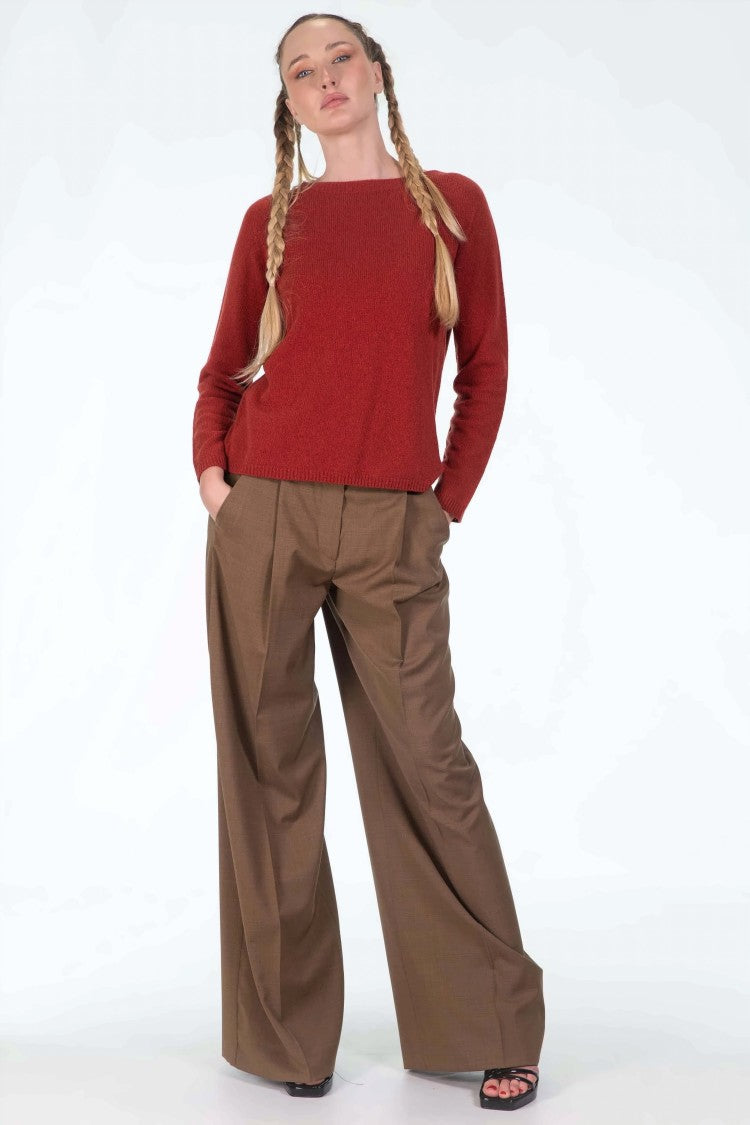 Classic Round Neck Cashmere Blend Sweater