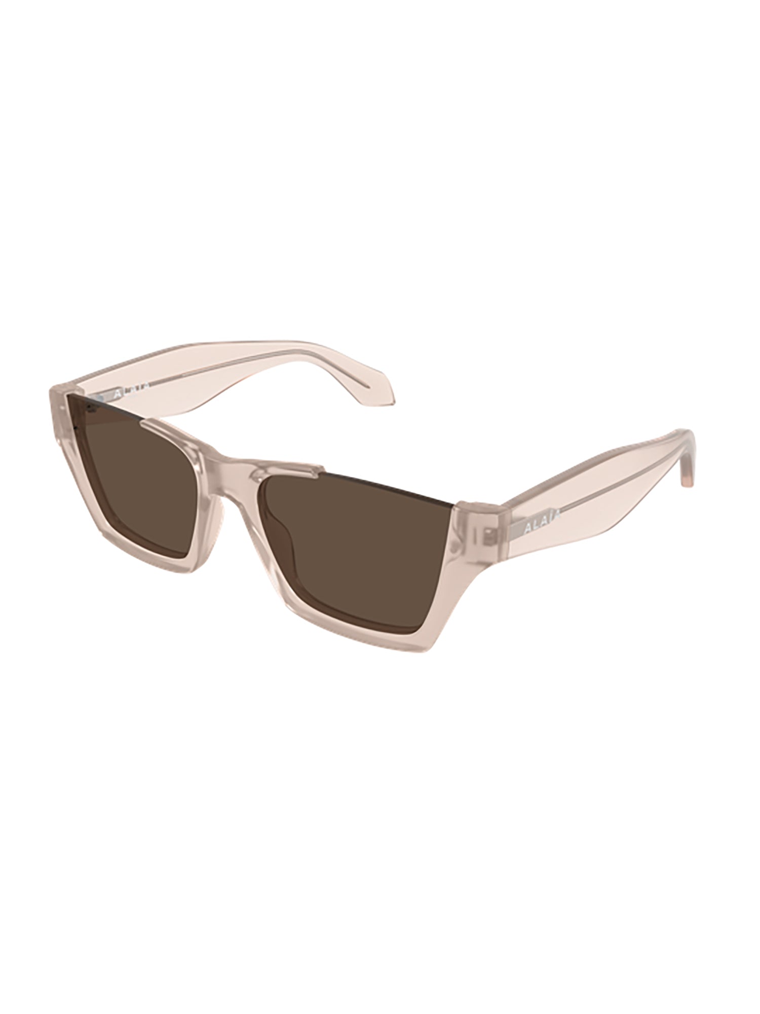 Rectangular Beige Sunglasses with Tapered Temples