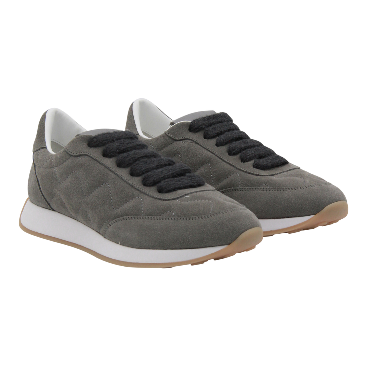 Soft Suede Sneakers with Zigzag Stitch Design