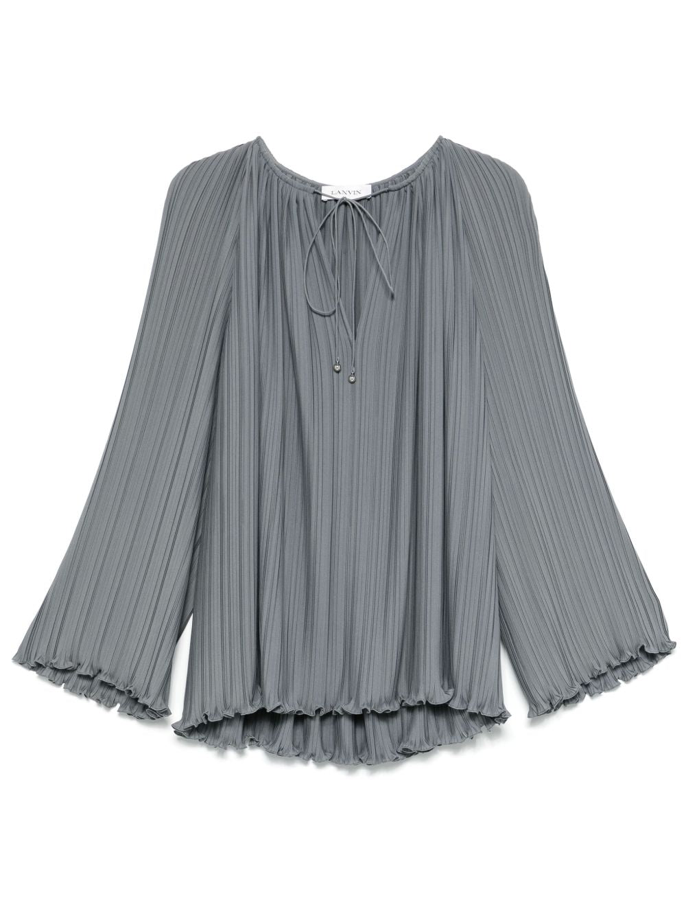Gathered Tie Neck Blouse