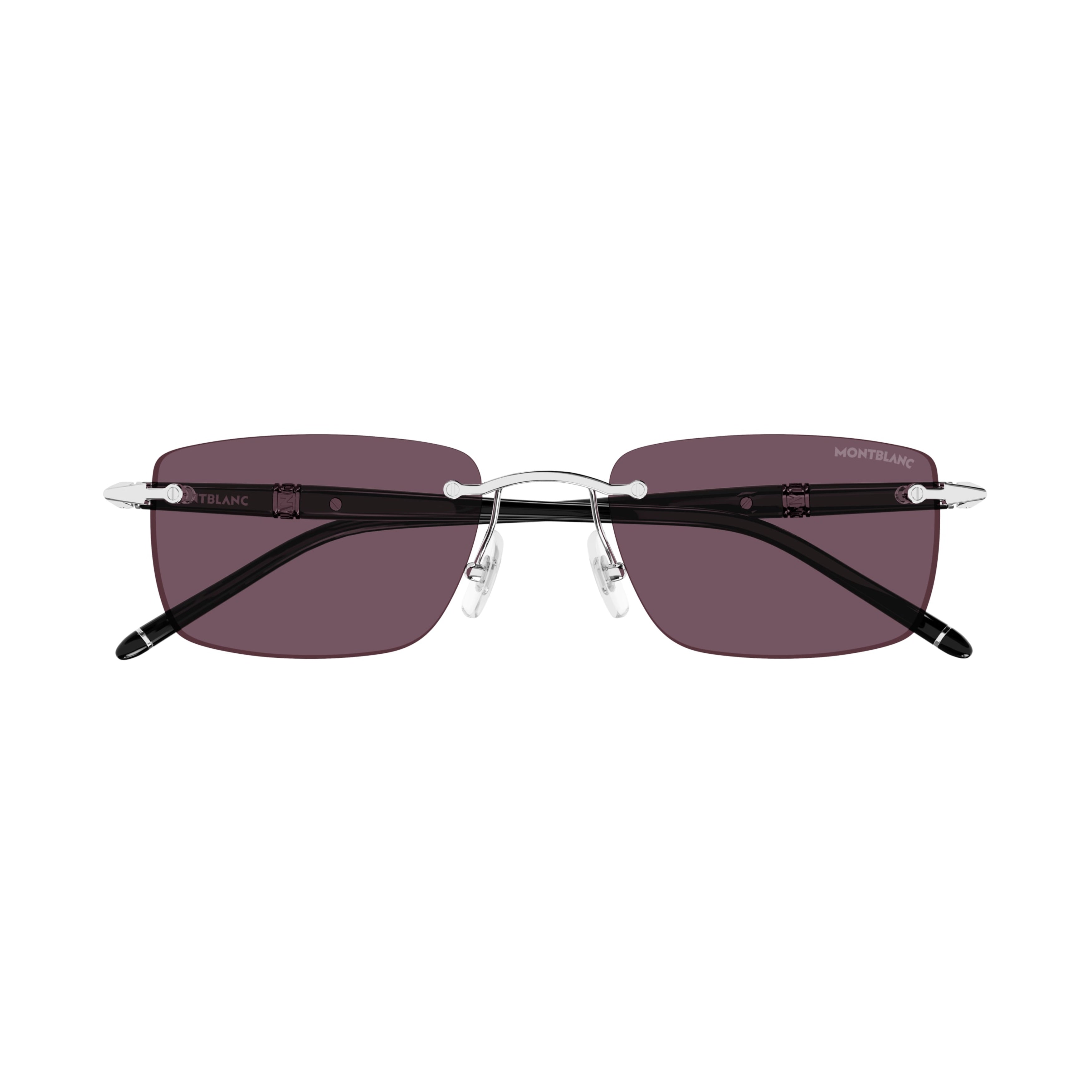 Mb0344s Rimless Rectangular Sunglasses with Black Temples