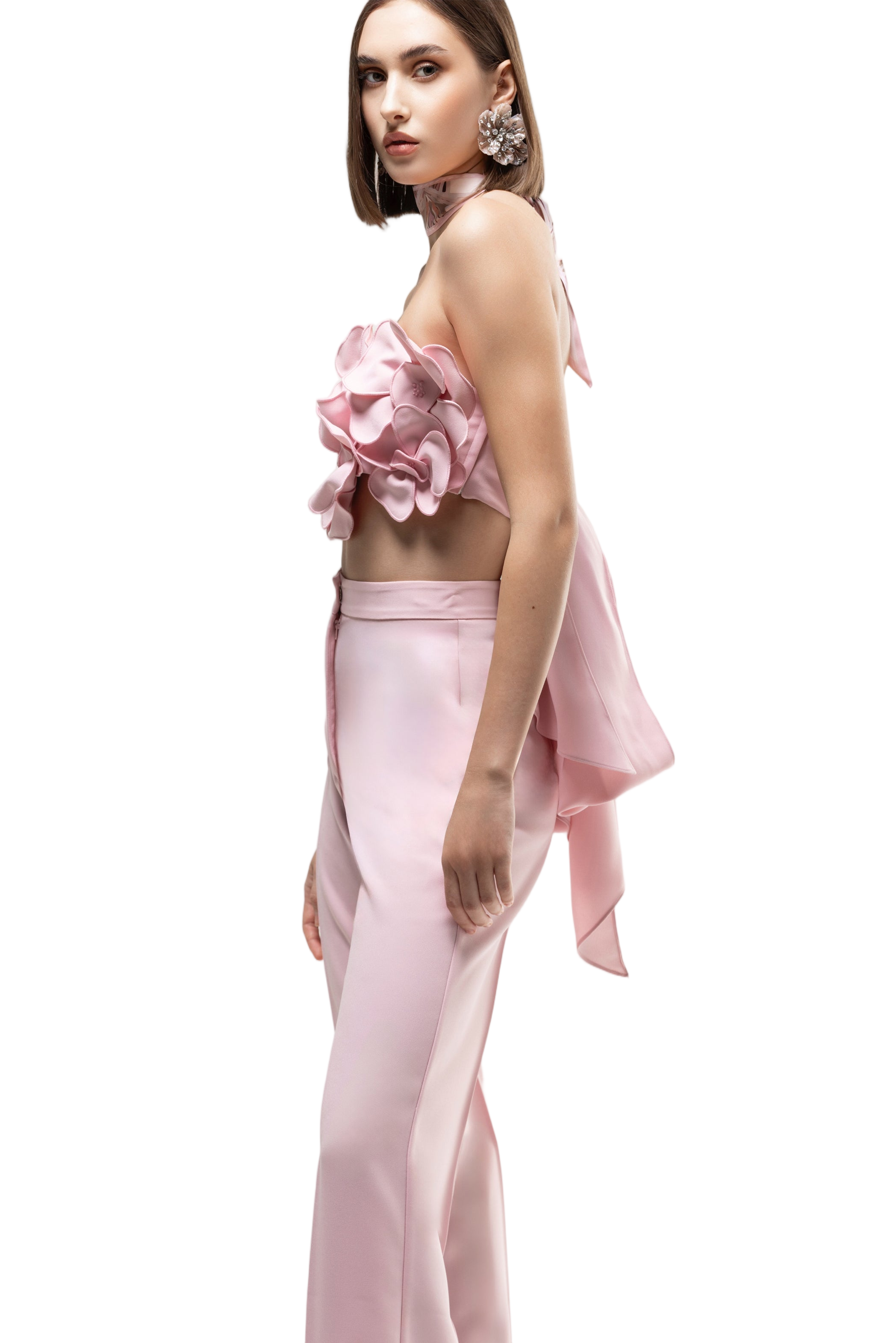 3D Flowers Pants Ensemble