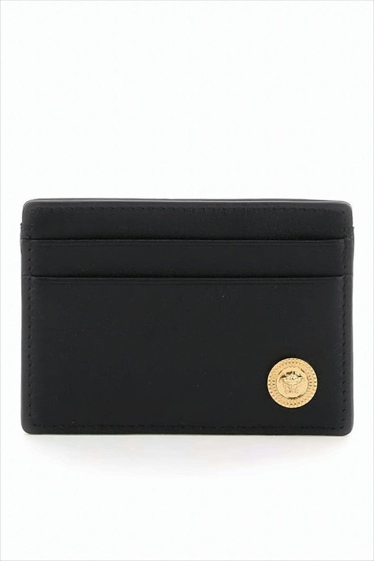 Rectangular Card Wallet in Smooth Black Leather