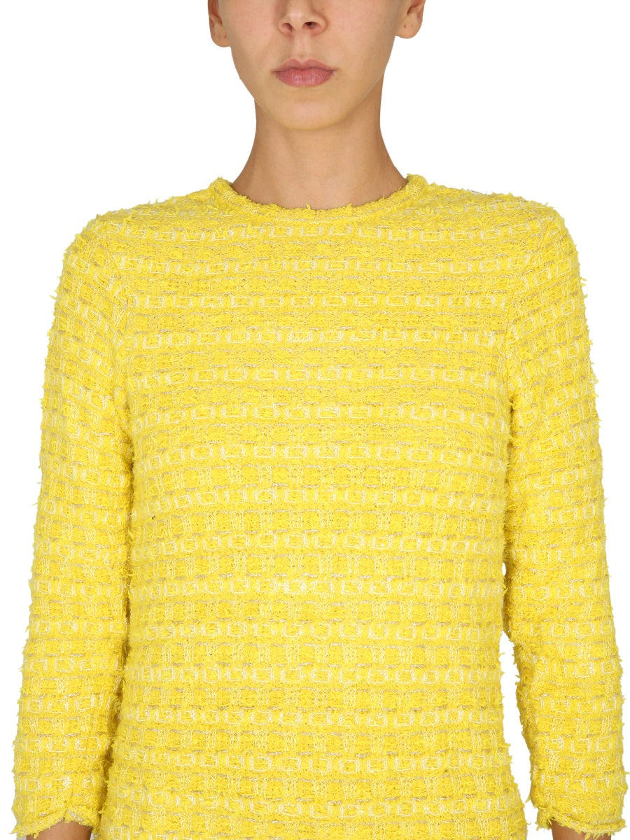Textured Wool Tweed Knit Short Dress
