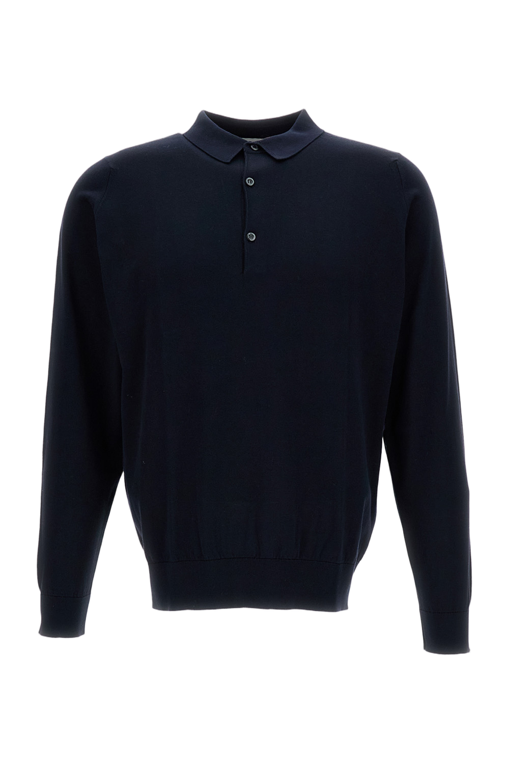 Blue Long-Sleeve Cotton Polo
