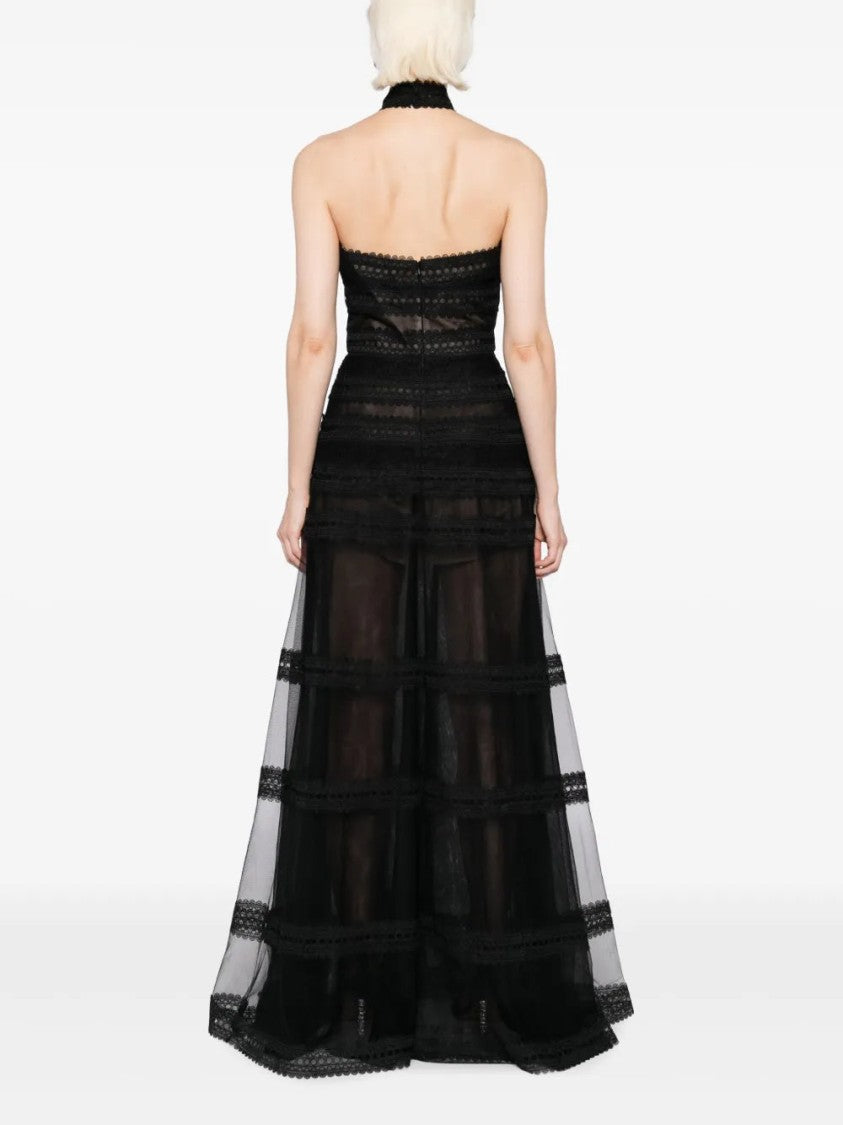 Lace Striped Long Dress
