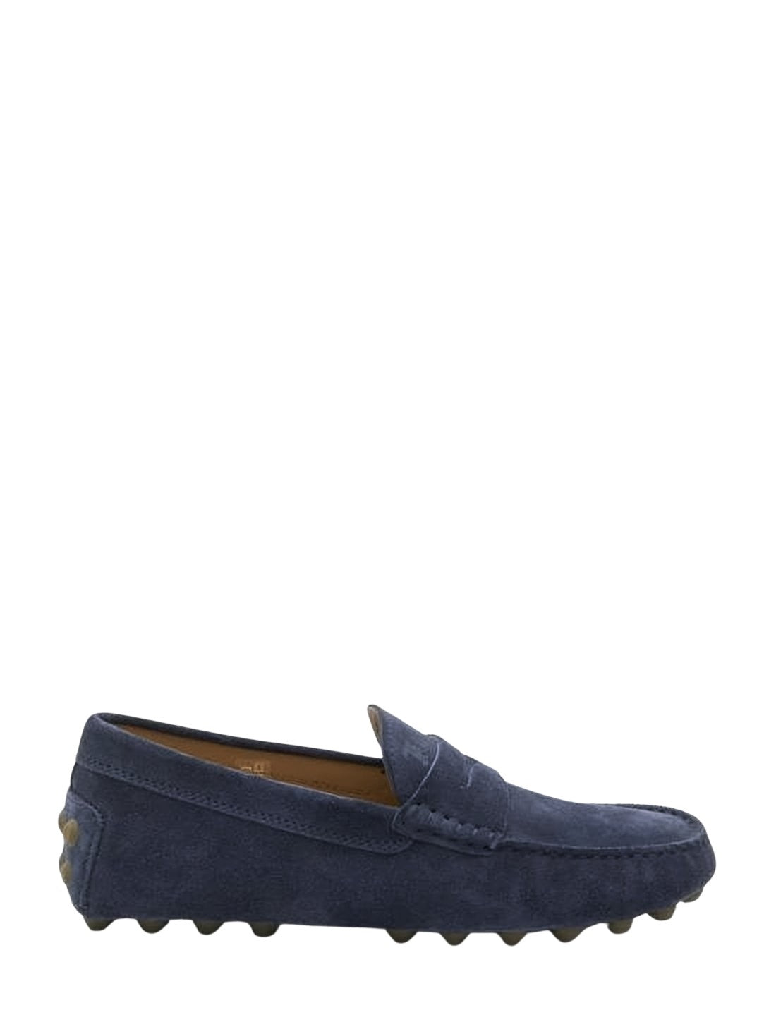 Nubuck Leather Loafers with Penny Strap Detail