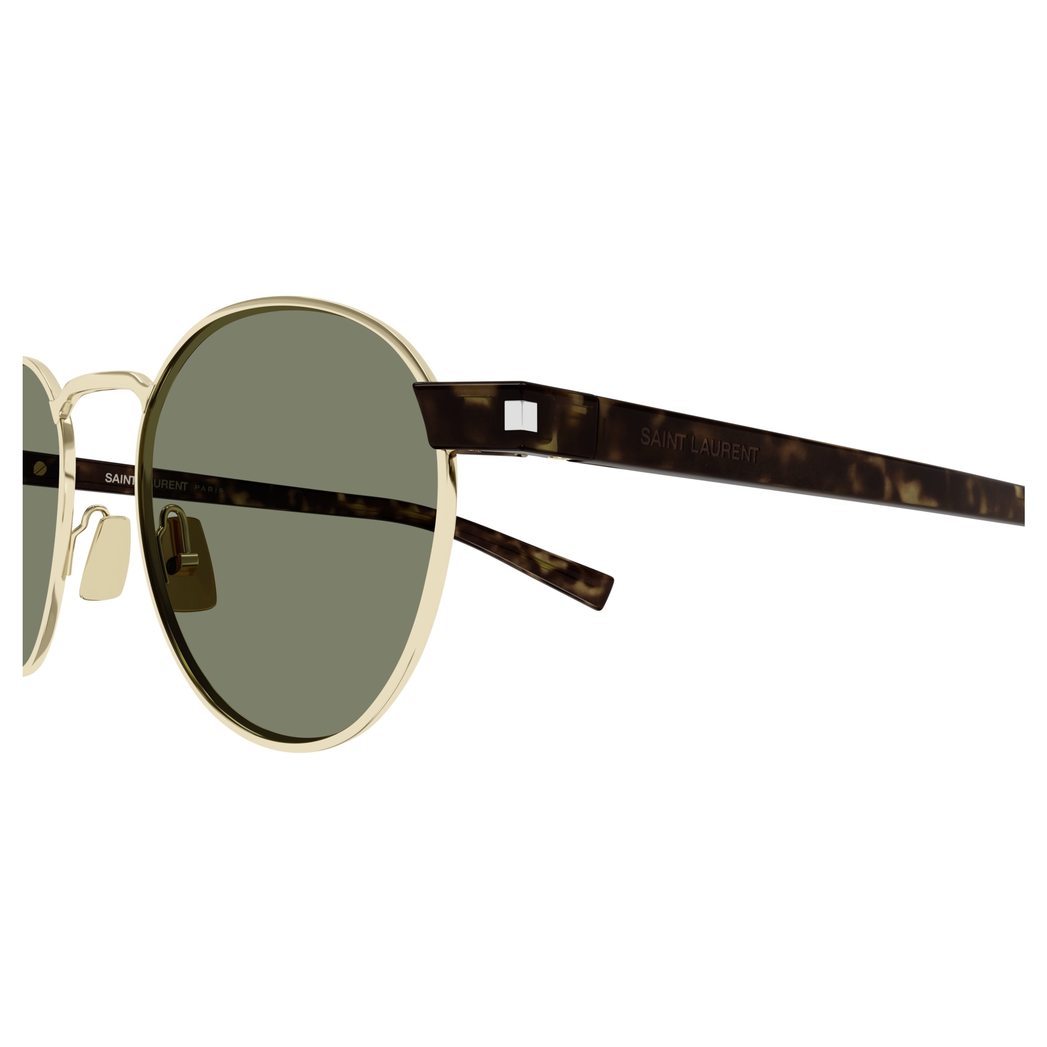 Gold-tone Round Frame Sunglasses with Tortoiseshell Temples