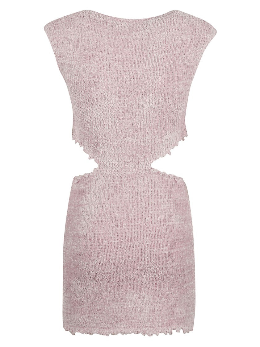Cut-Out Waist Purple Dress With Textured Fabric