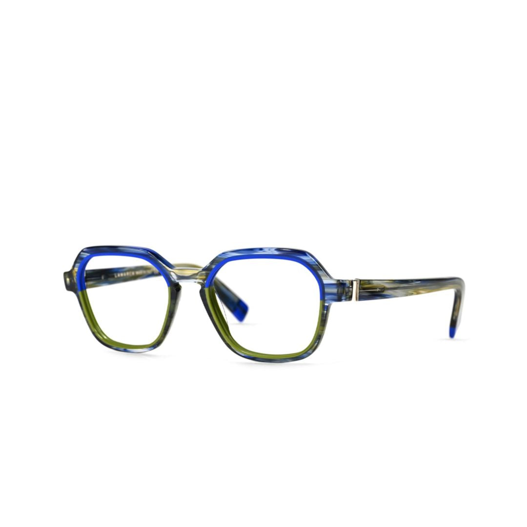 Policromie 186 Geometric Frame Eyeglasses with Translucent Marbled Accents