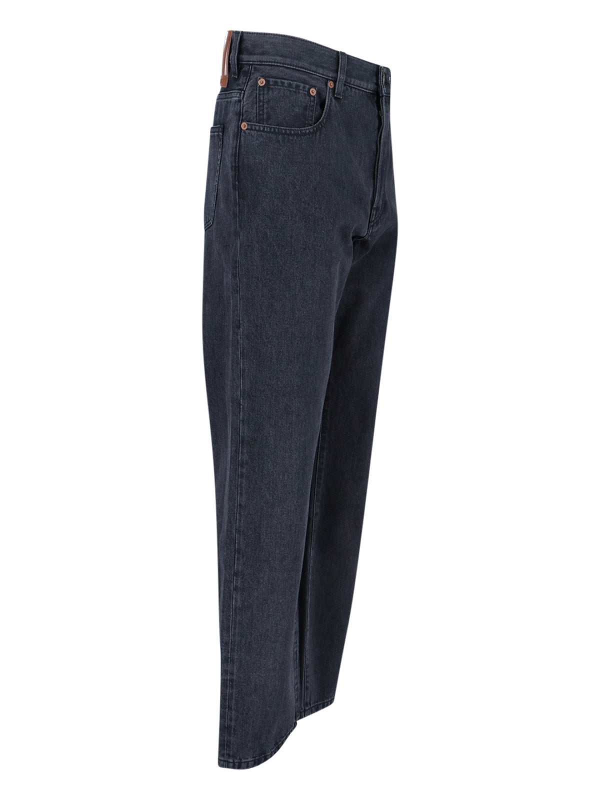 Straight-Leg Black Denim Jeans with Logo Patch