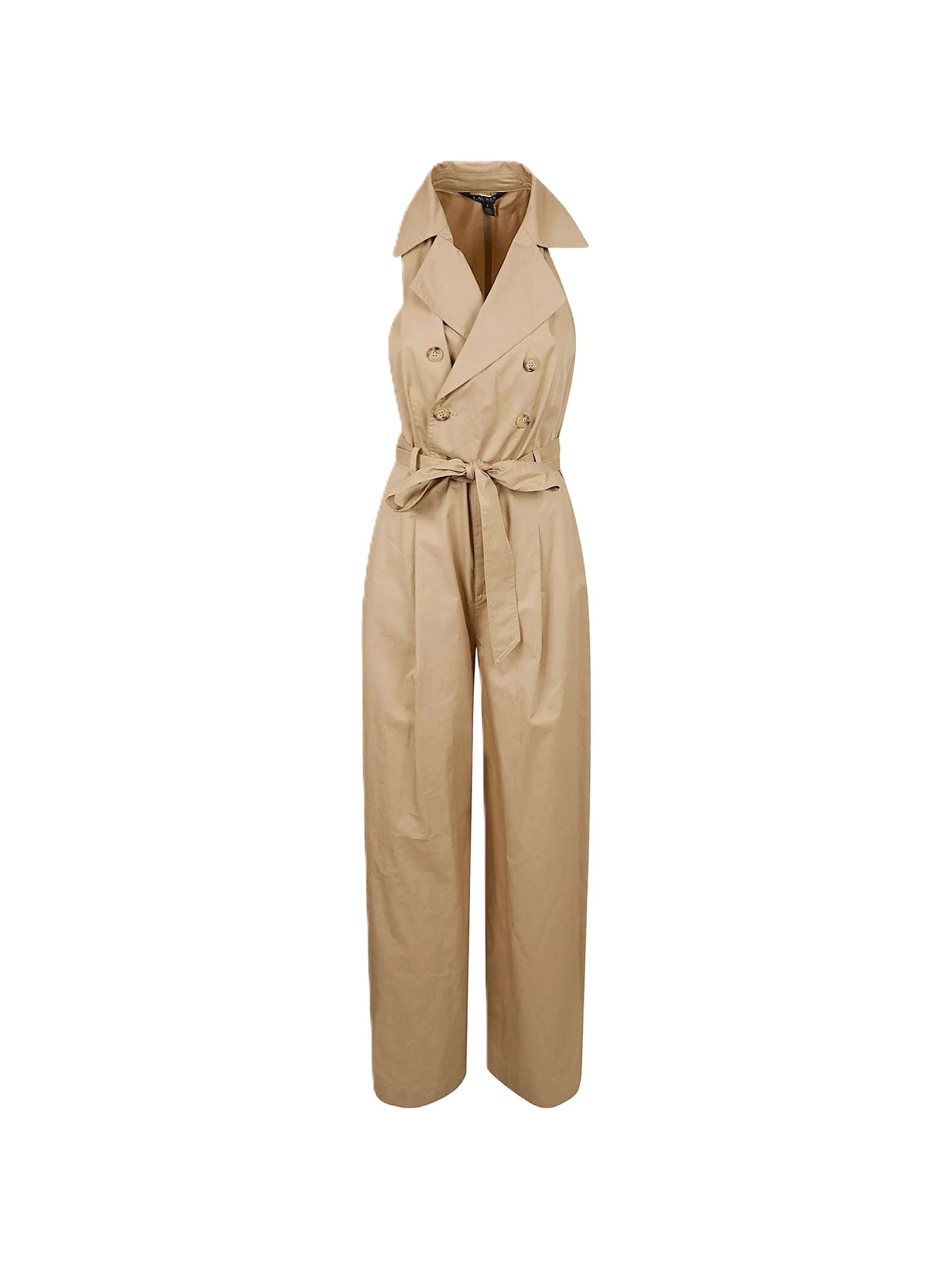 Light Beige Woven Wide Leg Jumpsuit