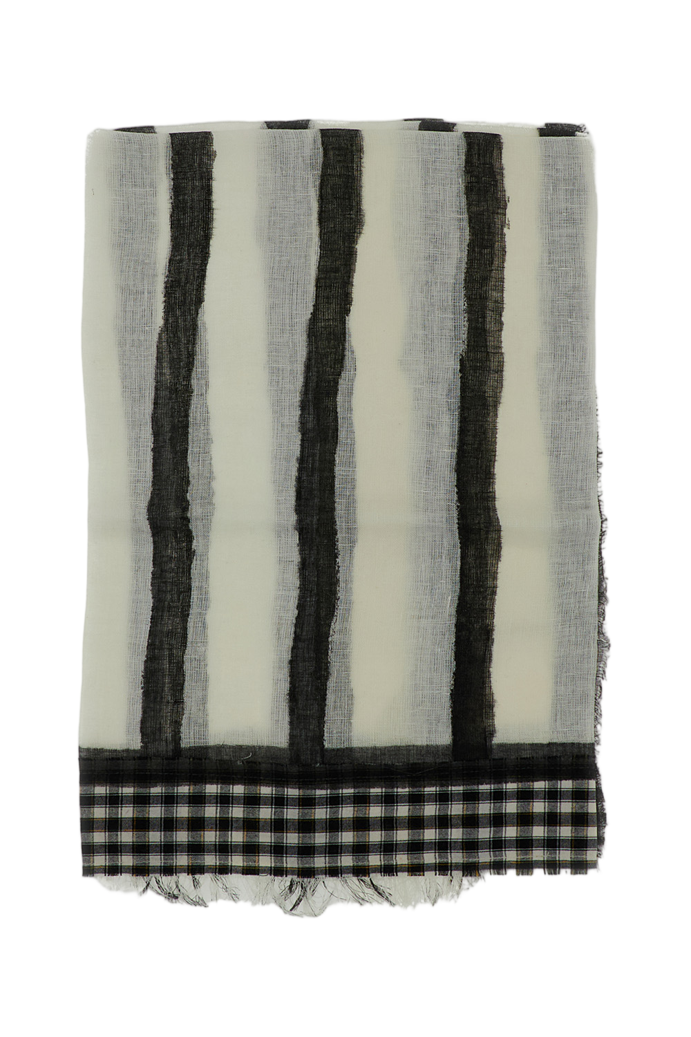 Vertical Stripe Scarf with Checkered Edges