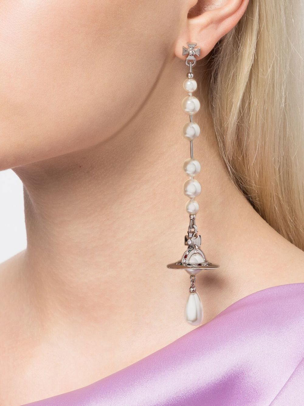 Off-White Pearl Crystal Orb Earrings